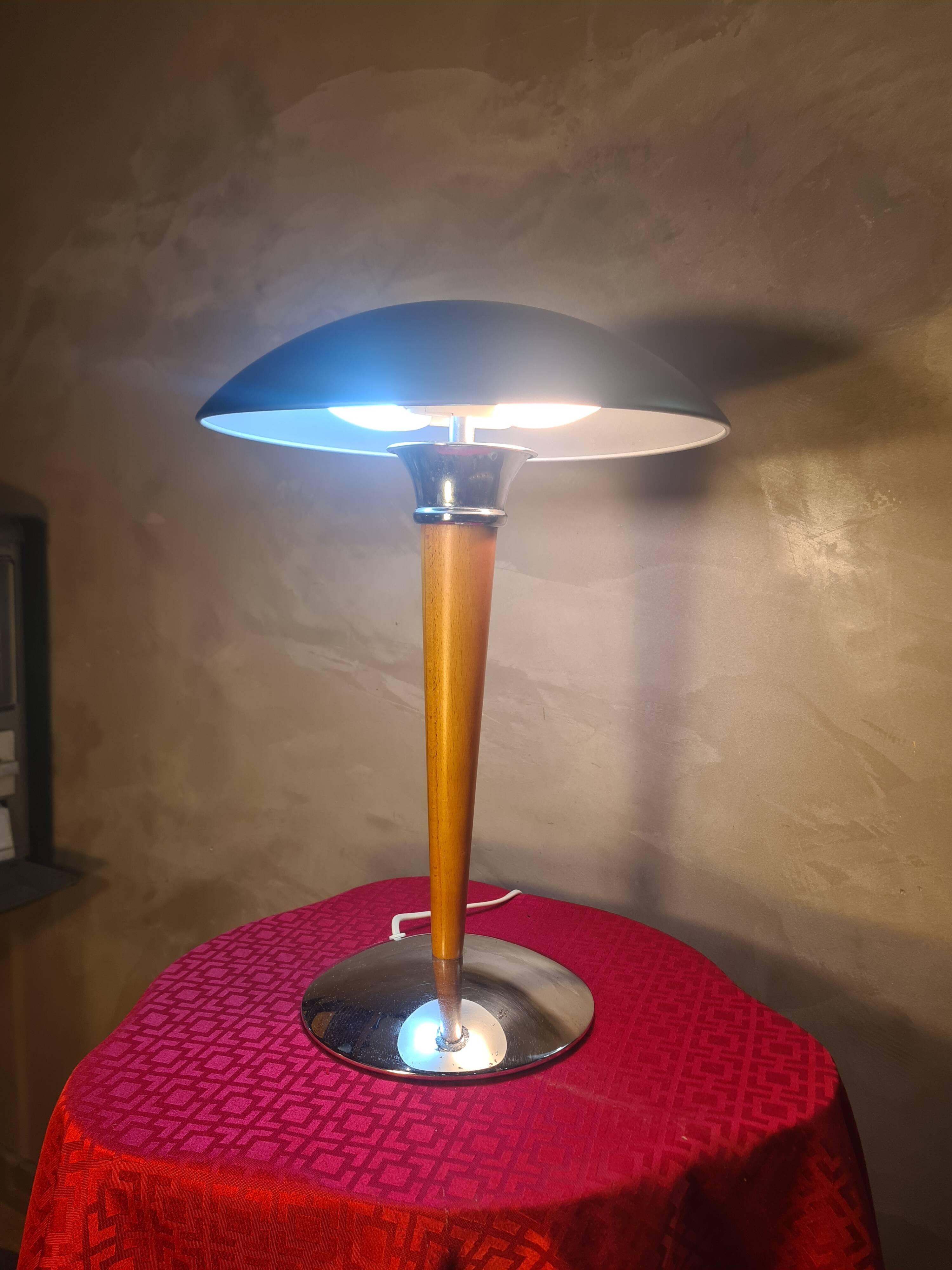 Mushroom Lamp black matte - 43x32 Space-Age 1970s - 90, liner lamp