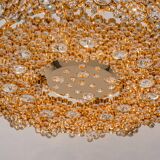 Chandelier in gilded brass and crystal glass inlaid by Palwa, Germany, 1970s.