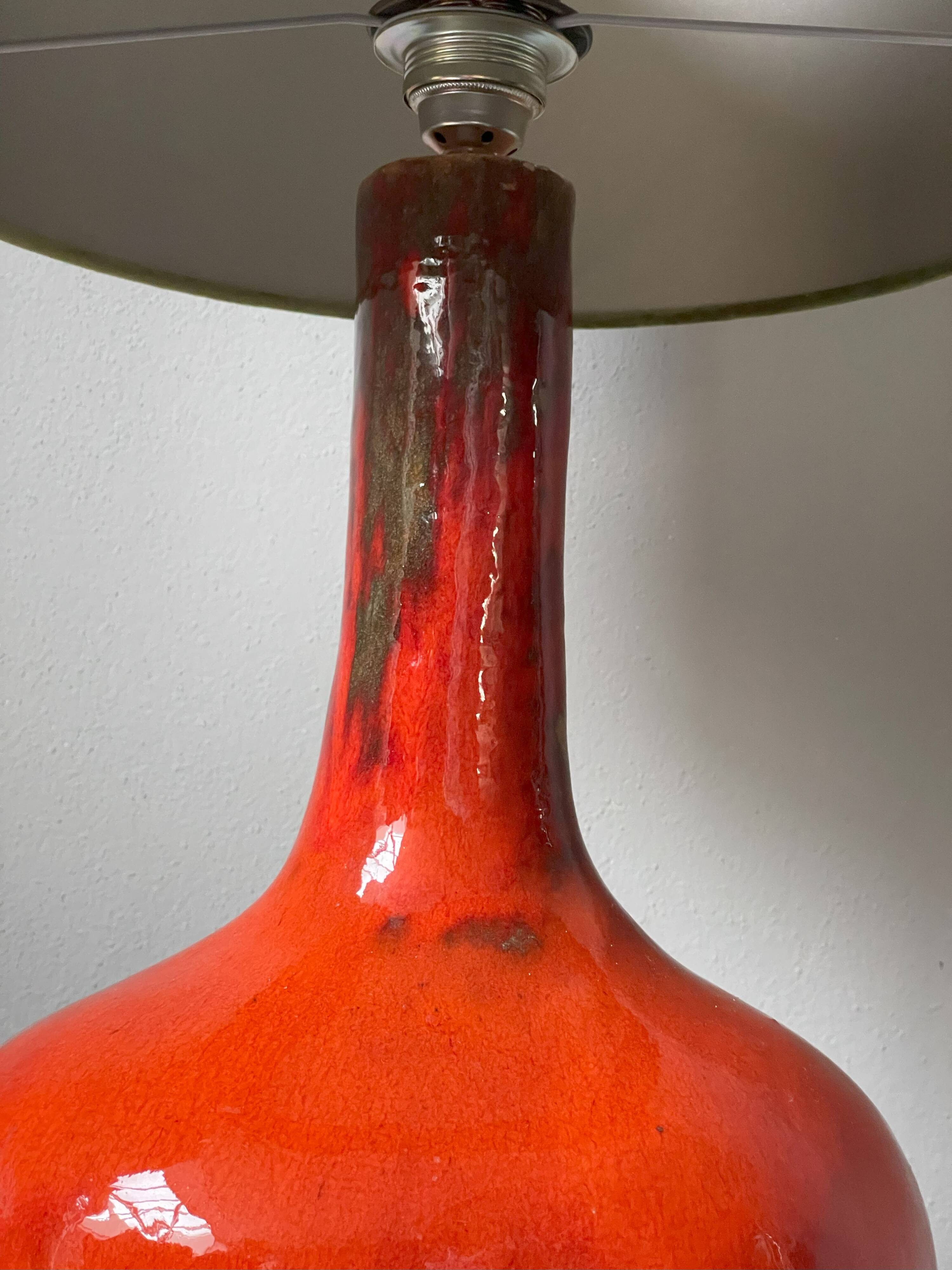 Orange Ceramic Table Lamp, 1970s