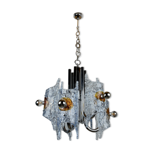 lustre en verre de Murano par Toni Zuccheri de Mazzega italie années 1970