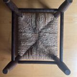 Wooden and straw stool