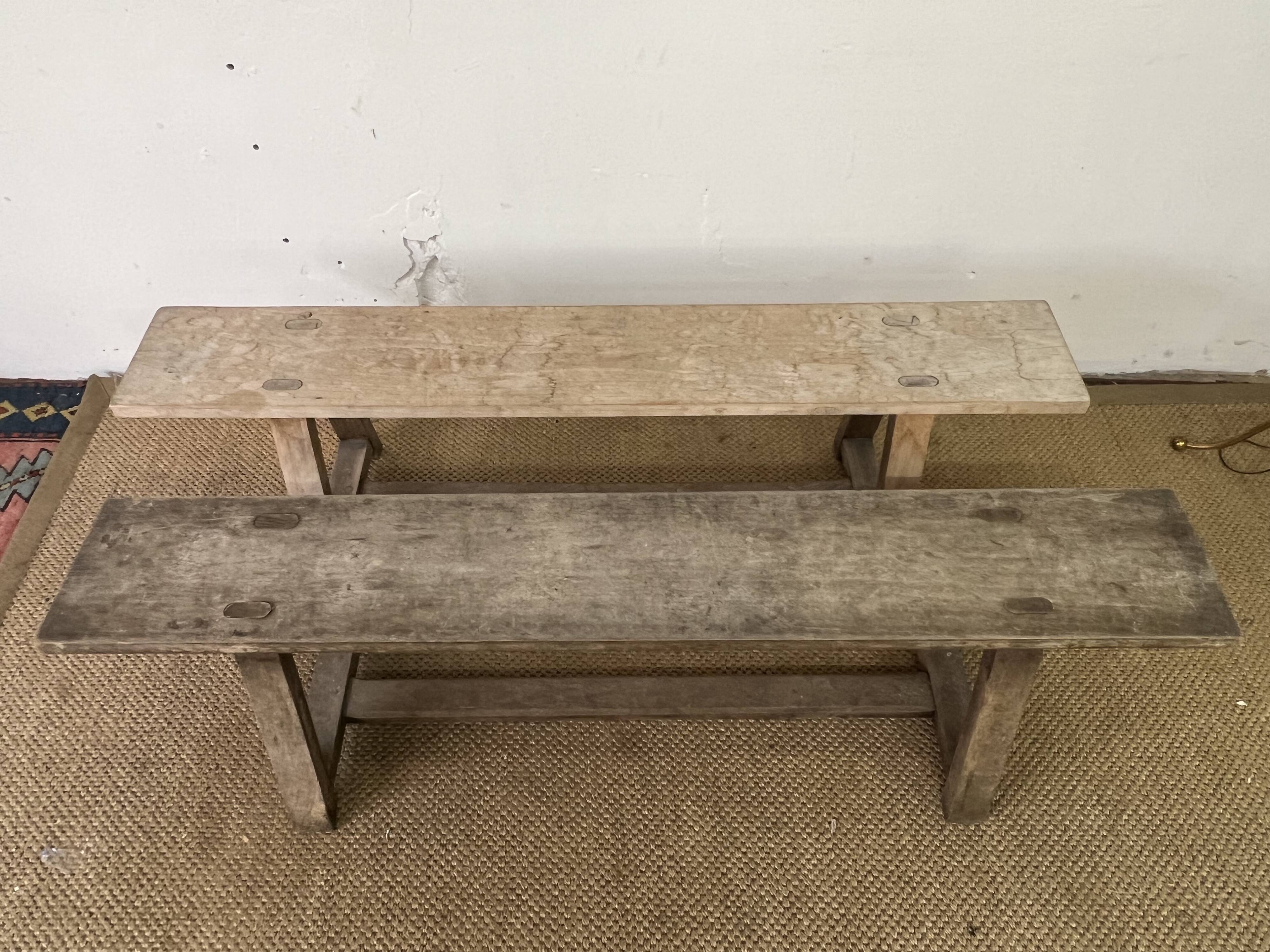 Pair of vintage wooden benches