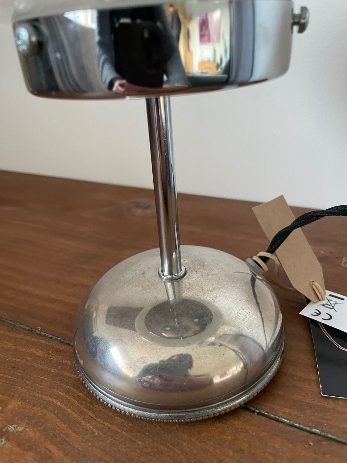 White opaline lamp with silver metal.