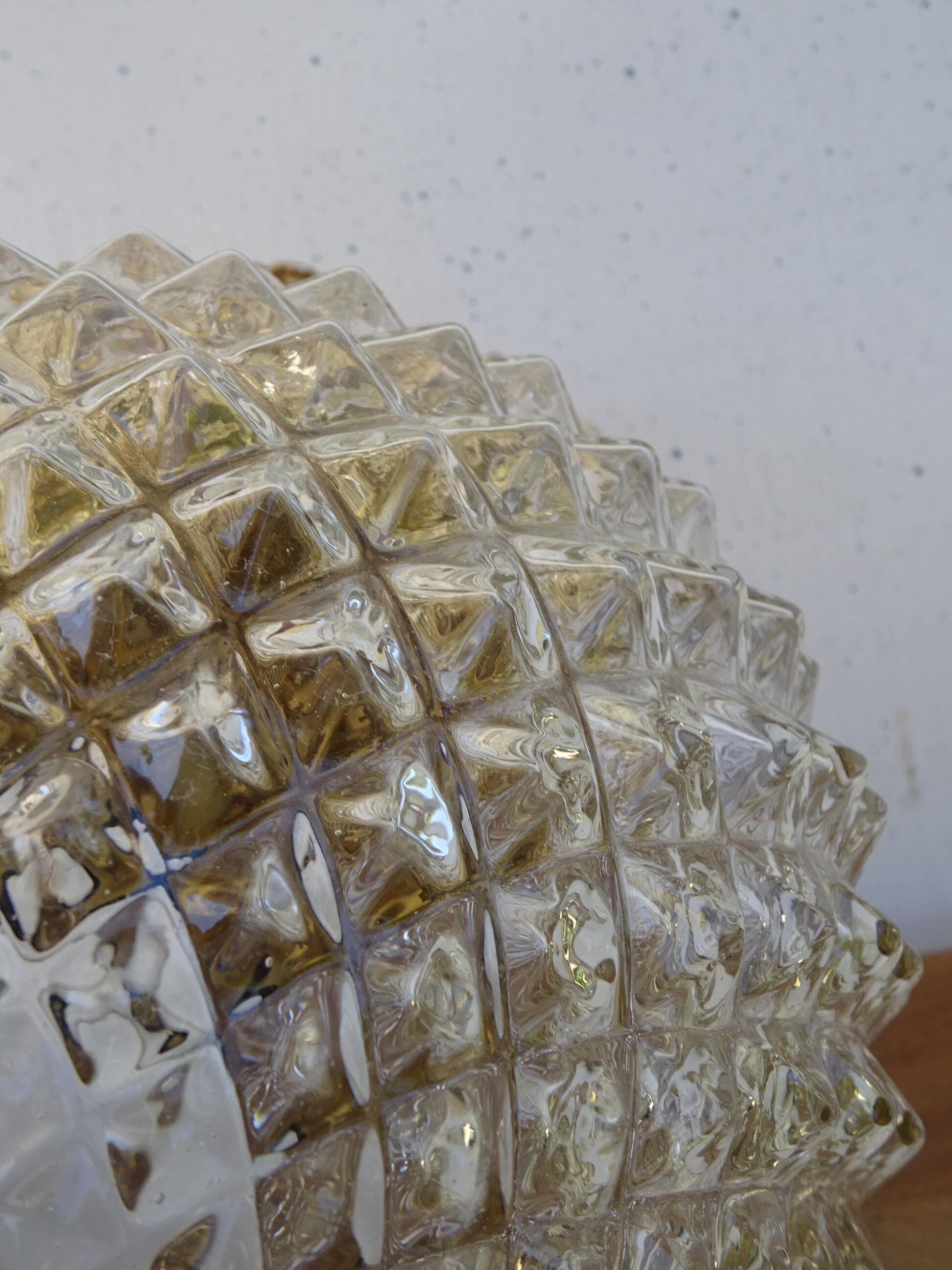 Glass and brass globe chandelier