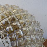 Glass and brass globe chandelier