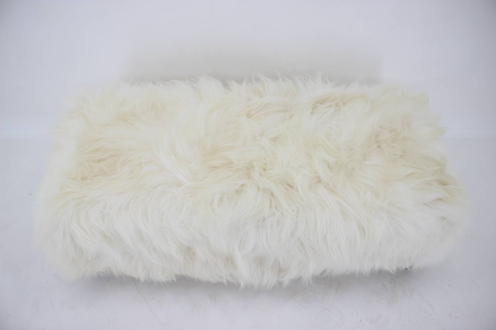 1930s Extraordinary Art Deco Ottoman in Sheepskin Upholstery, Czechoslovakia