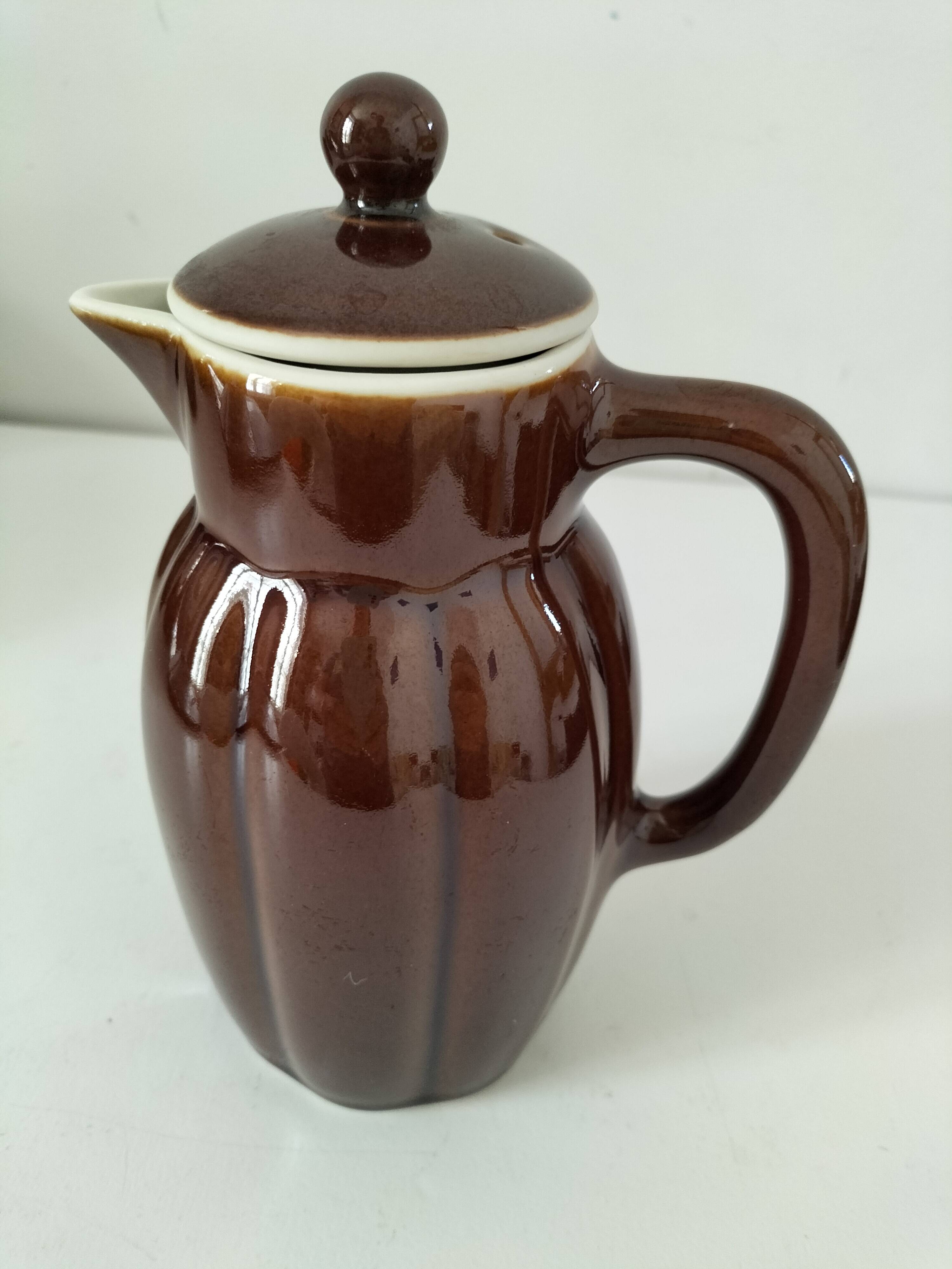 Vintage chocolate glazed stoneware teapot