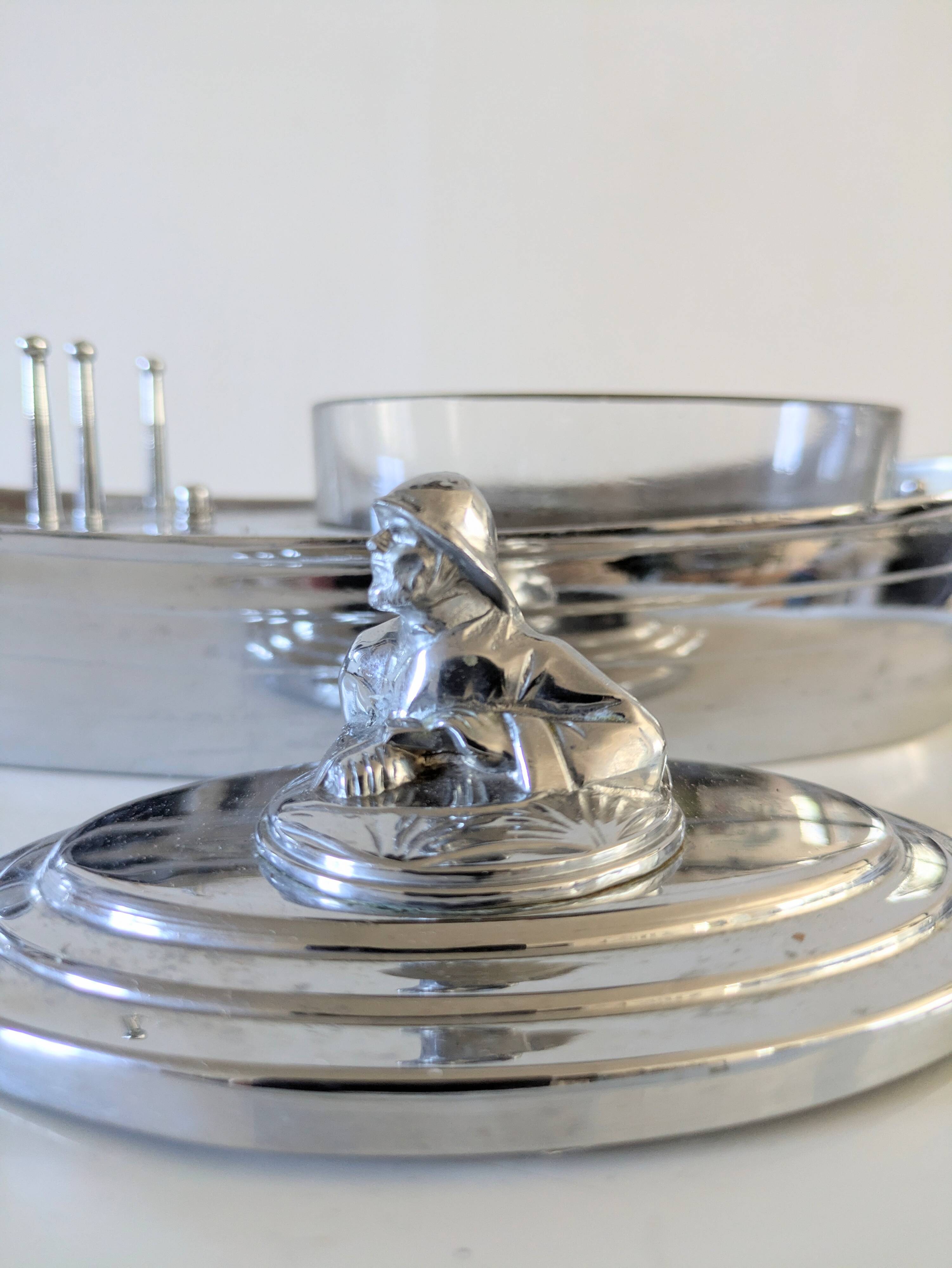 Bateau en inox support vinaigrette vintage années 60