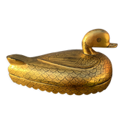 Canard en bois en laqué dorée de Birmanie milieu XXème formant une boîte