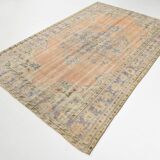 6x9 Vintage Peach & Blue Oriental Turkish Rug, 188x288Cm