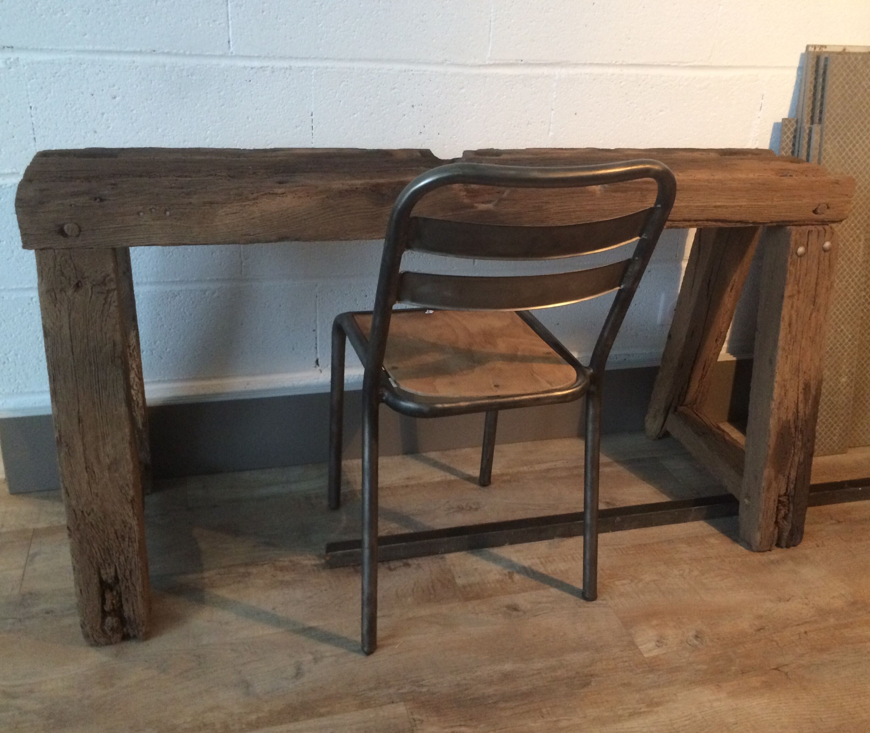 Workbench out of his barn wood