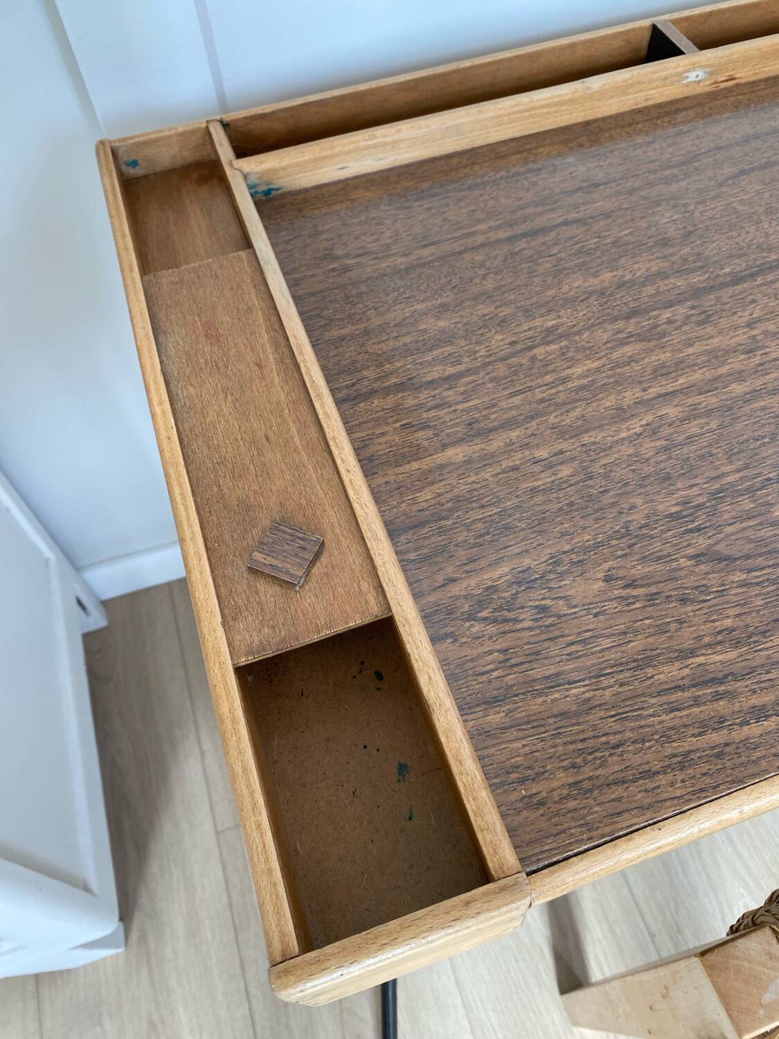 Vintage folding desk in wood and metal – 1960s
