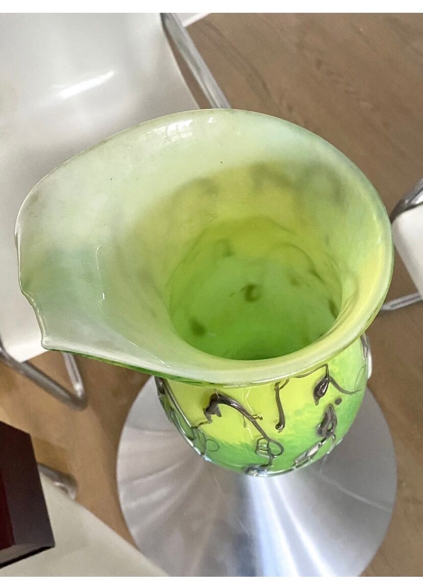 Vase Silviy glass blown Murano varried glass paste object decoration