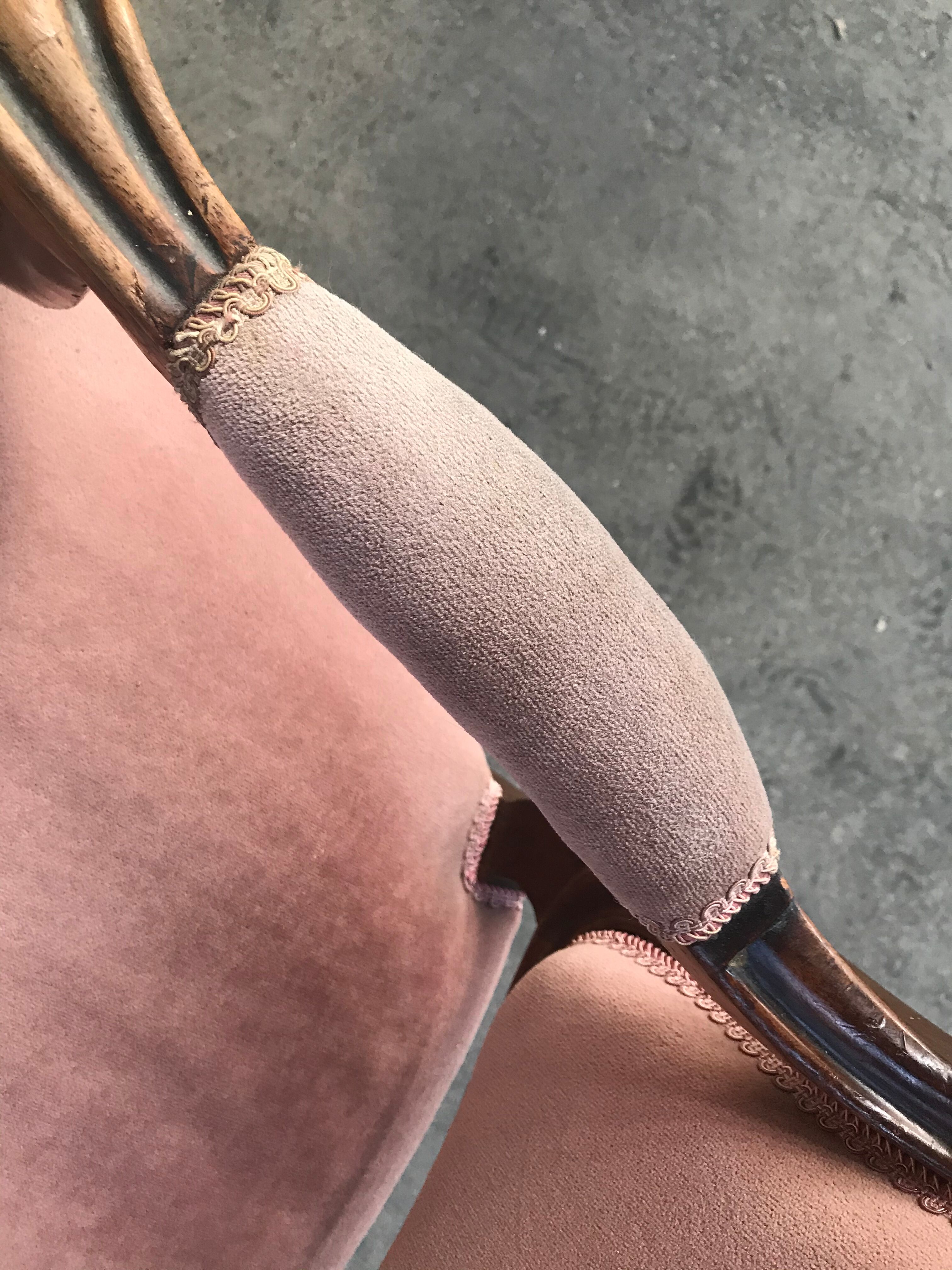 Louis Philippe pink velvet armchair