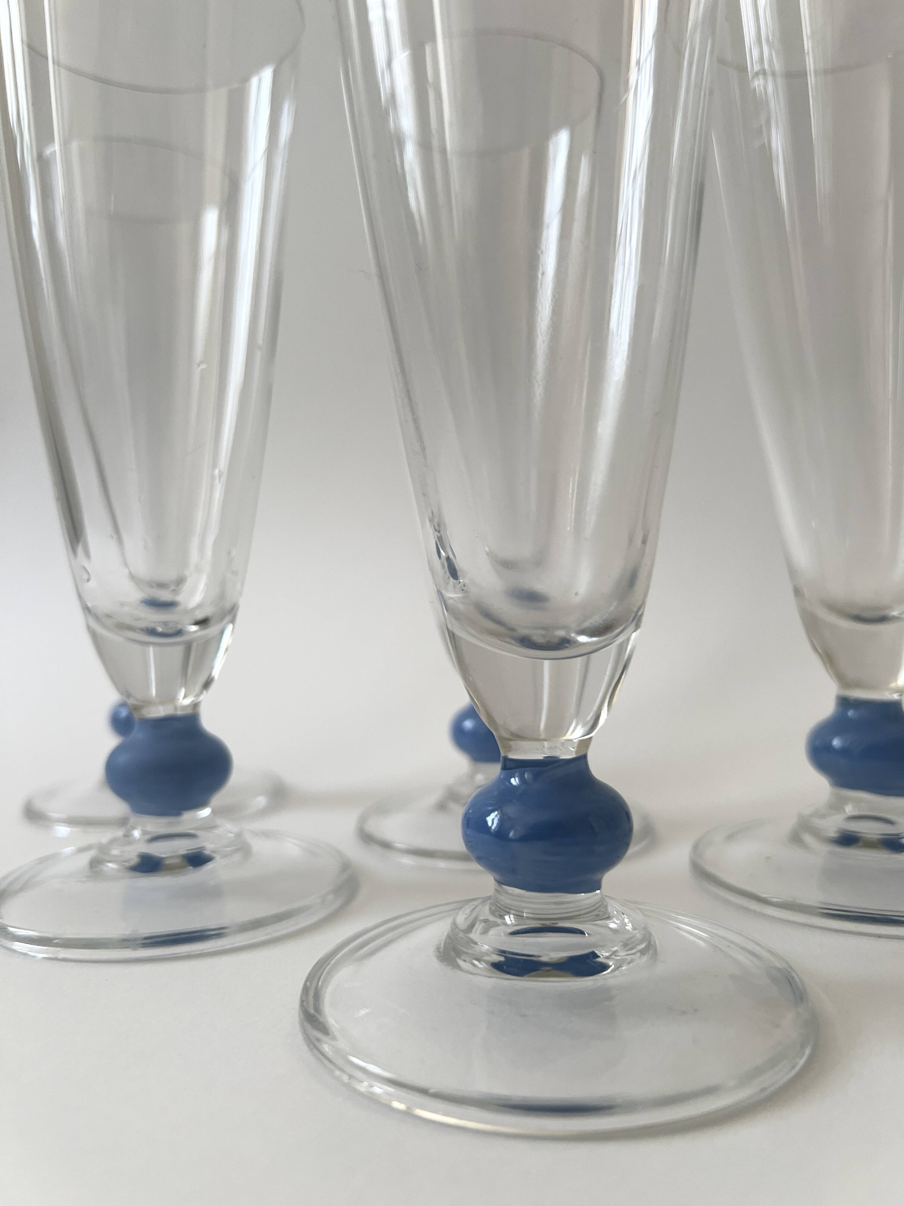 Set of 5 Murano glass glasses, circa 1970.