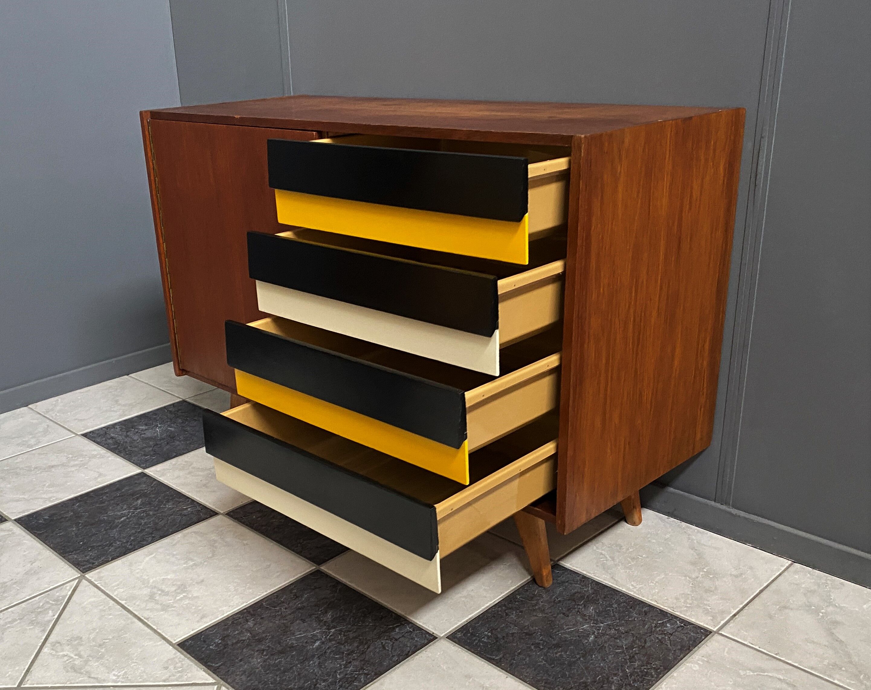 Jiri Jiroutek Yellow sideboard model U458 by Interier Praha 1960s
