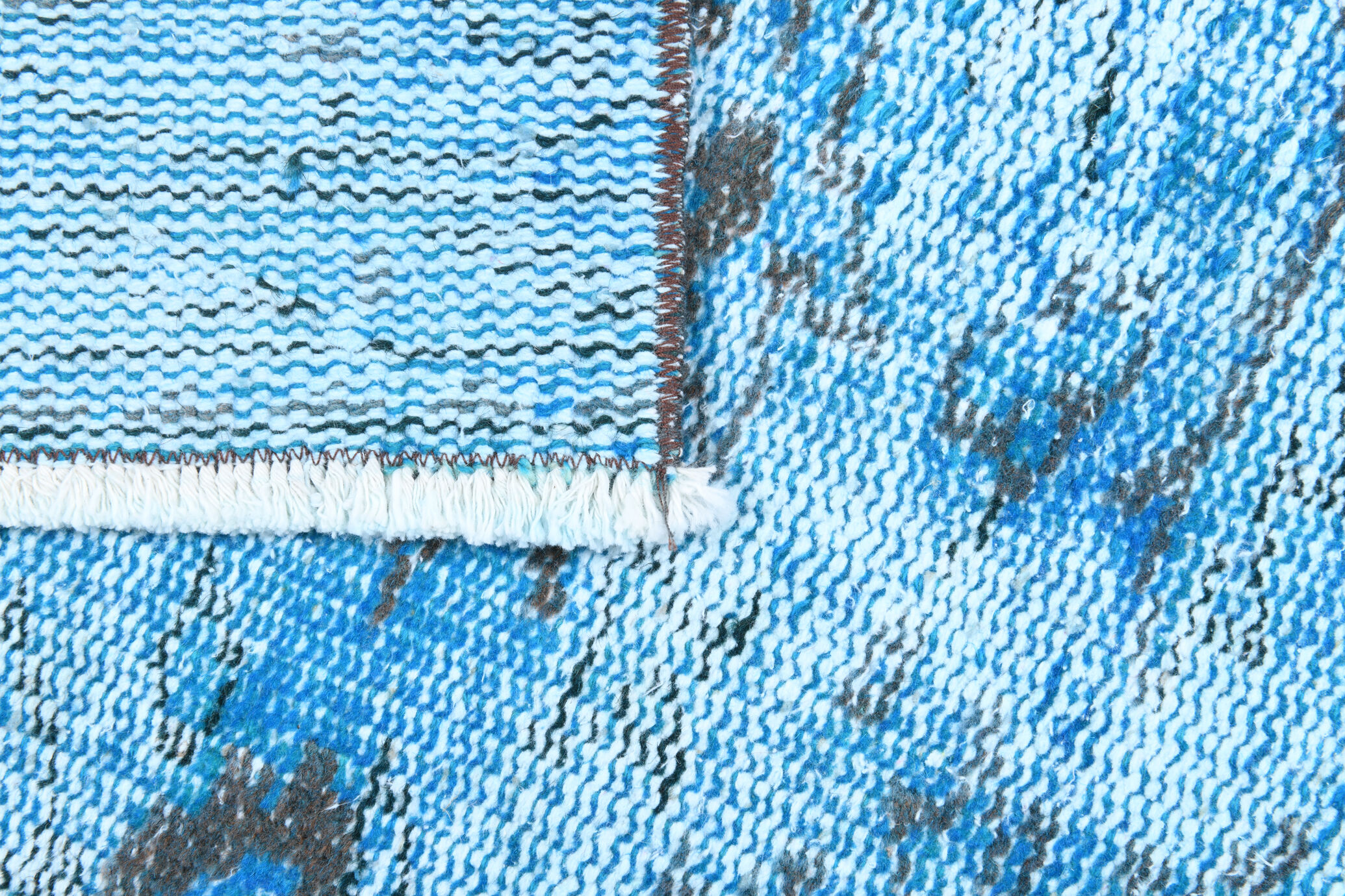 2x9 di̇stressed blue oushak runner rug, 282x75cm