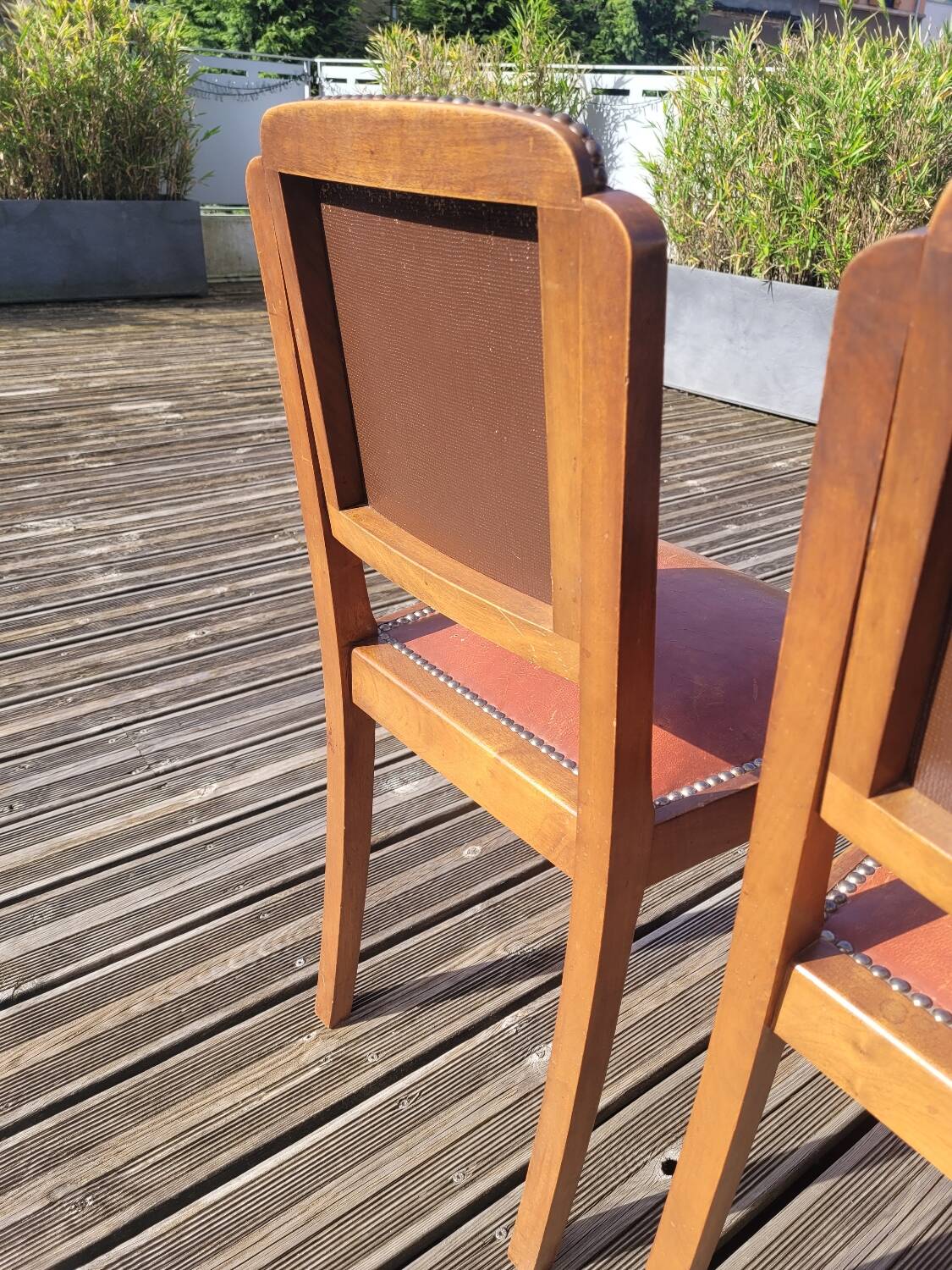 Lot de 4 chaises art déco assise cuir
