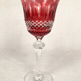 Set of five large colored crystal foot glasses