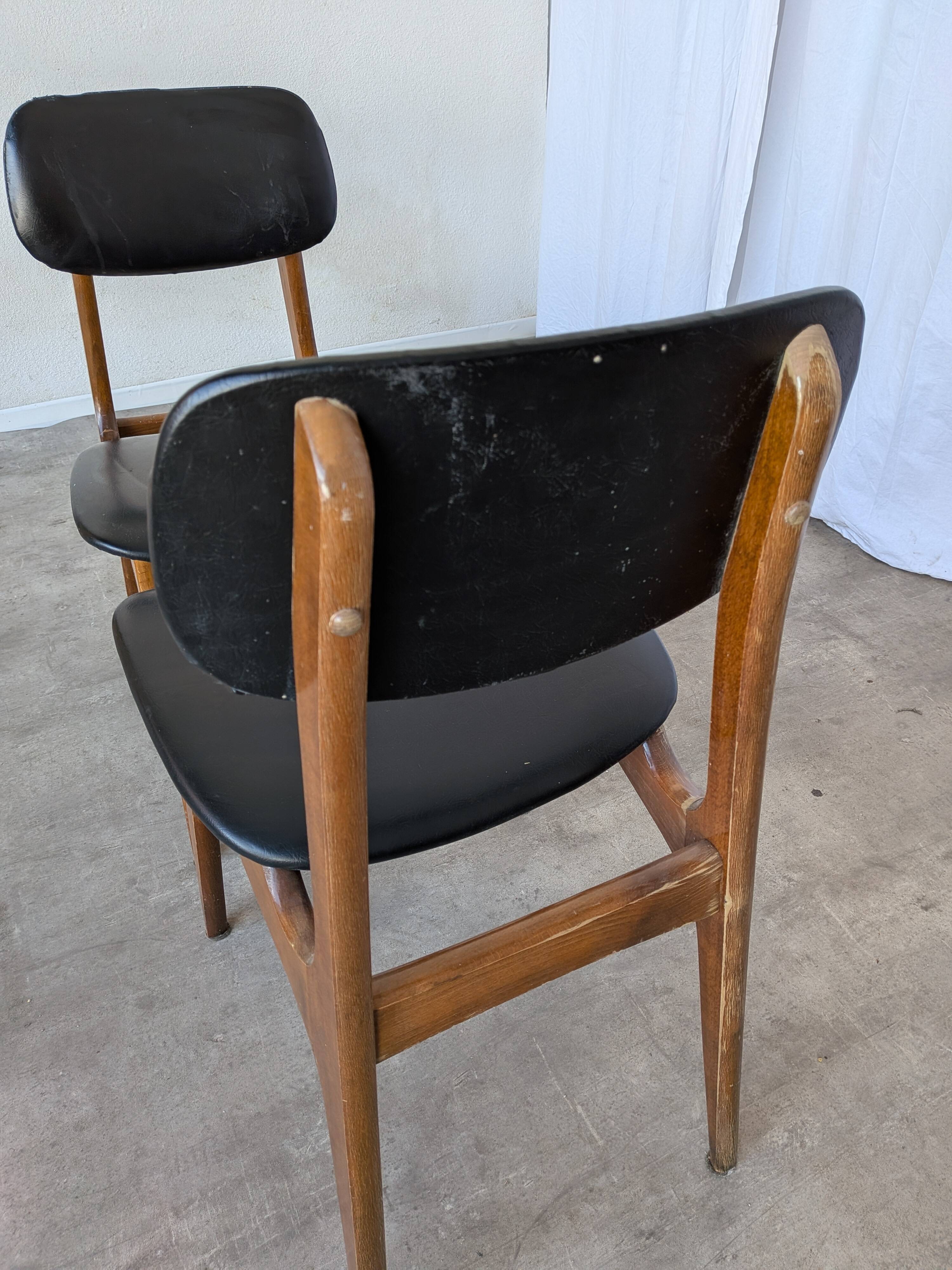 Set of 2 Vintage STOL Kamnik Dining Chair: Black Leather, MCM Chairs