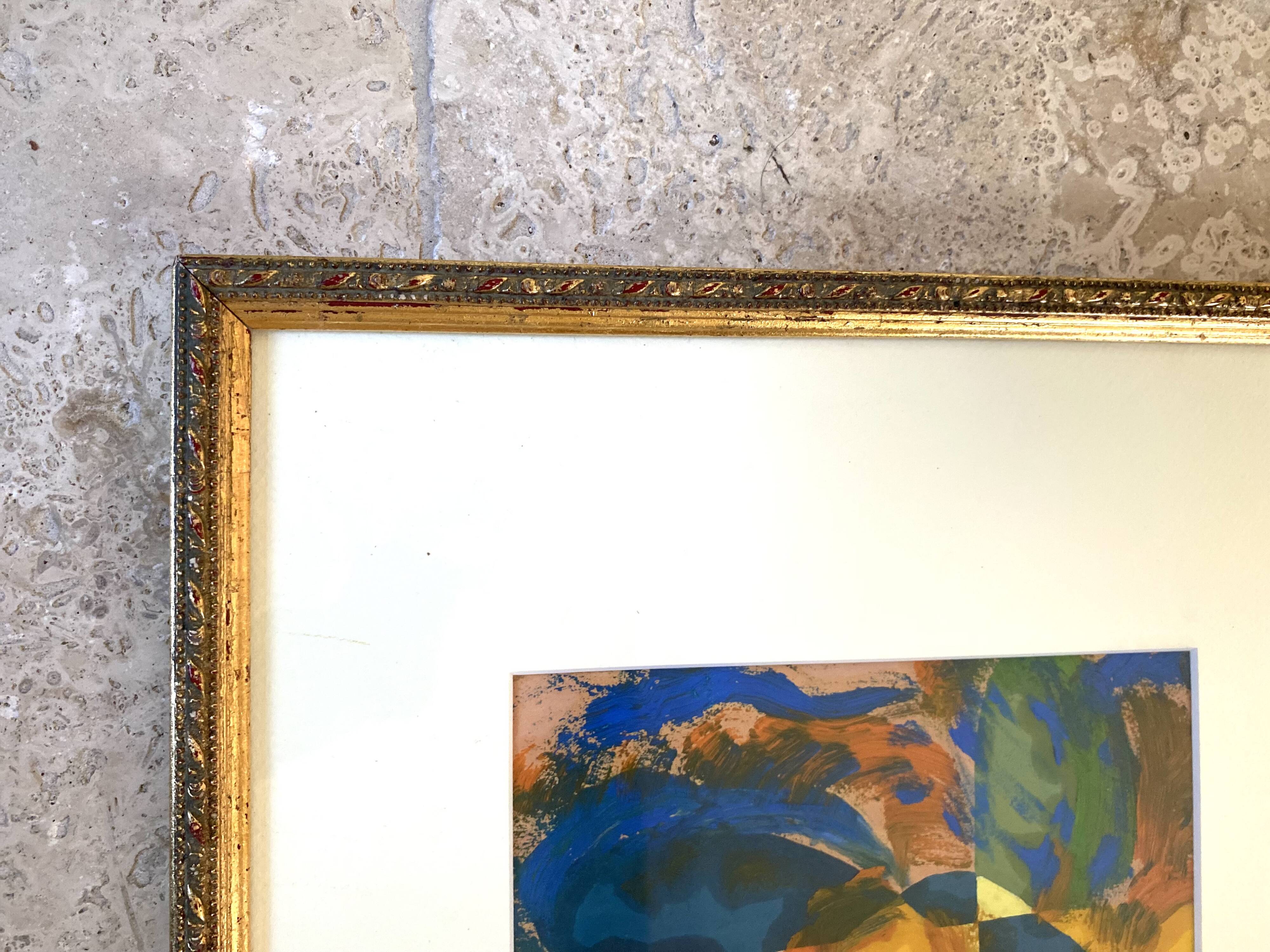 Oil on paper, wooden frame, glass