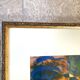 Huile sur papier, cadre bois, vitre