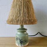 Ceramic lamp, herbarium decoration and fiber blinds