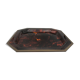 Tray in lucite imitation tortoiseshell and hexagonal brass strap