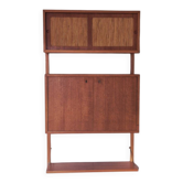 Scandinavian teak bar cabinet, wall-mounted, 1960s