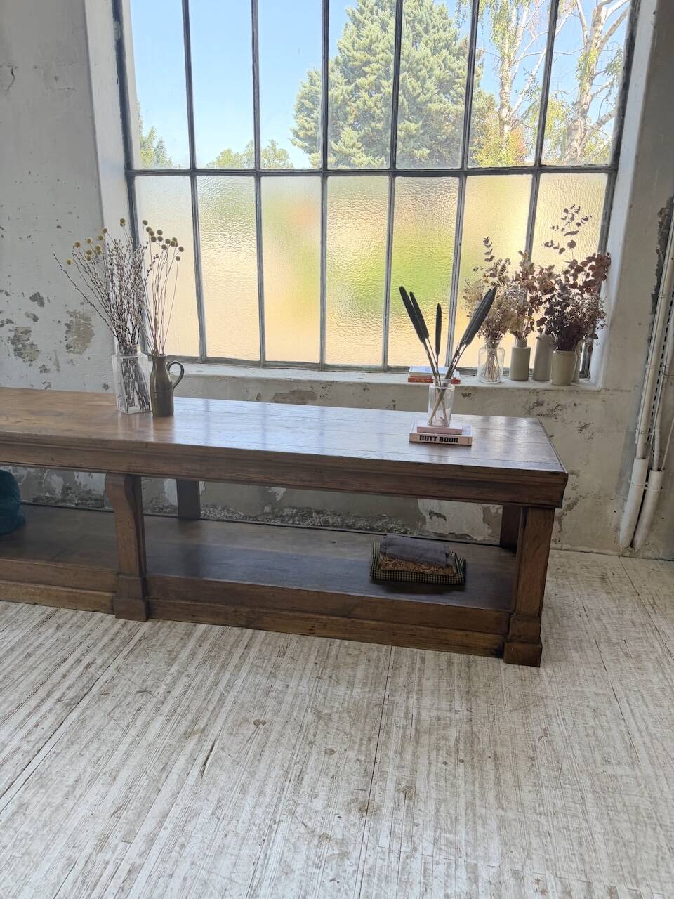 Table de gantier drapière 1900 chêne massif 330cm XL