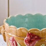 Grand cache-pot en barbotine de Wasmuel Art Nouveau XIXe