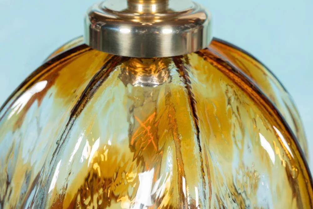 Suspension Murano ambre vintage Honsel, lampe en verre italienne