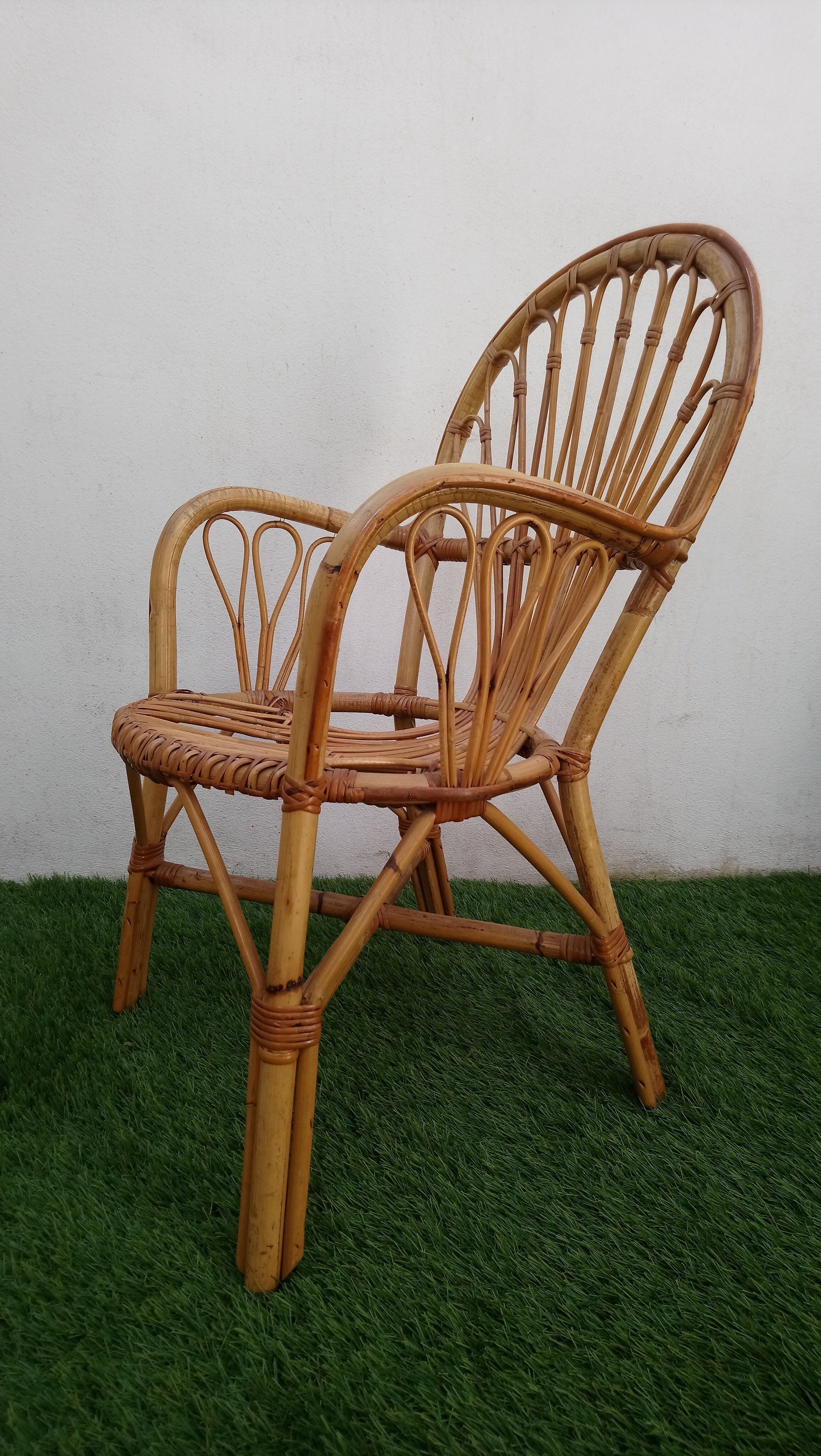 Duo de fauteuils en rotin années 70