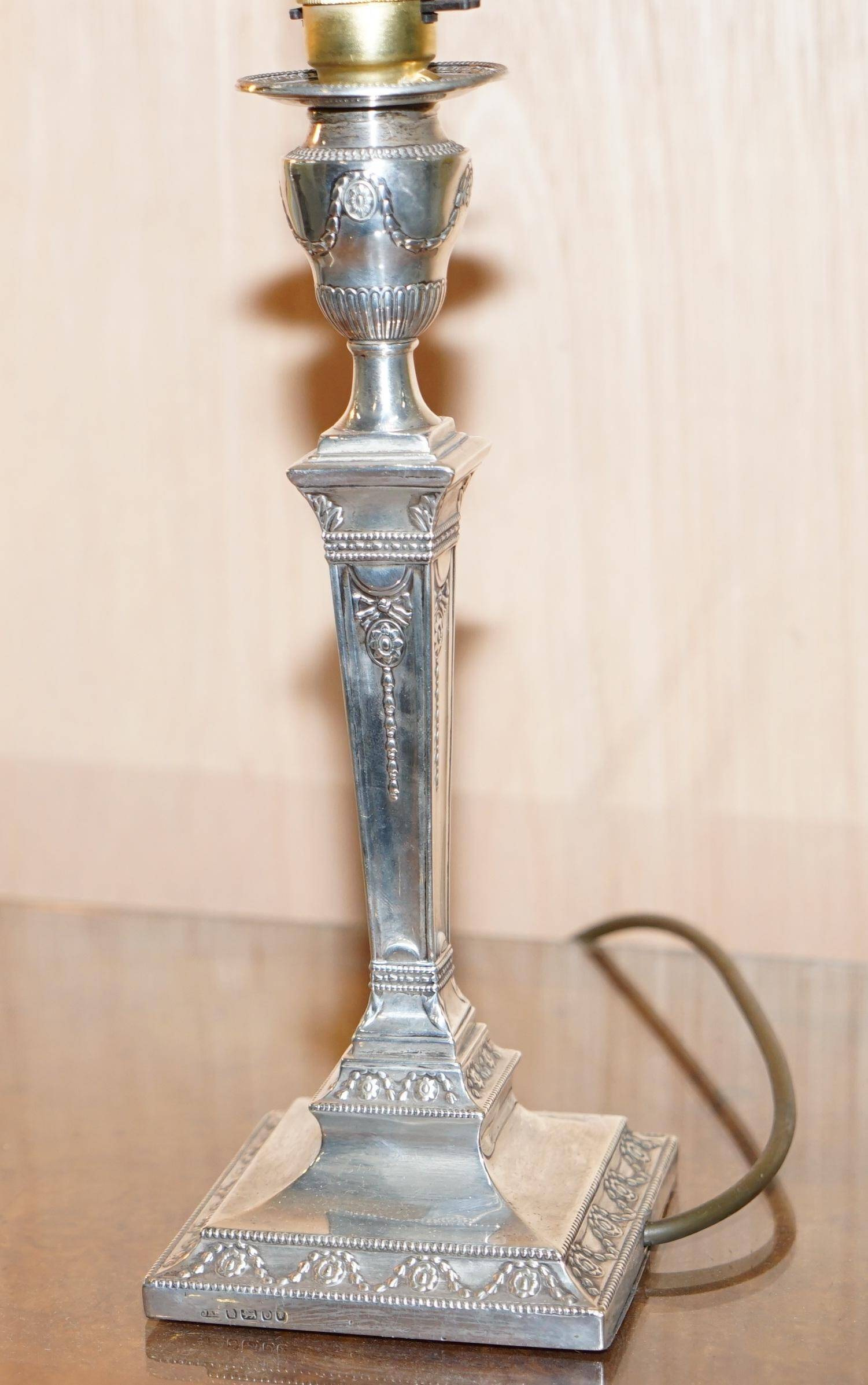 Paire lampes candélabres corinthiennes argent sterling James Bembridge 1879