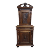 Antique solid walnut piece of furniture, finely carved, in Renaissance style.