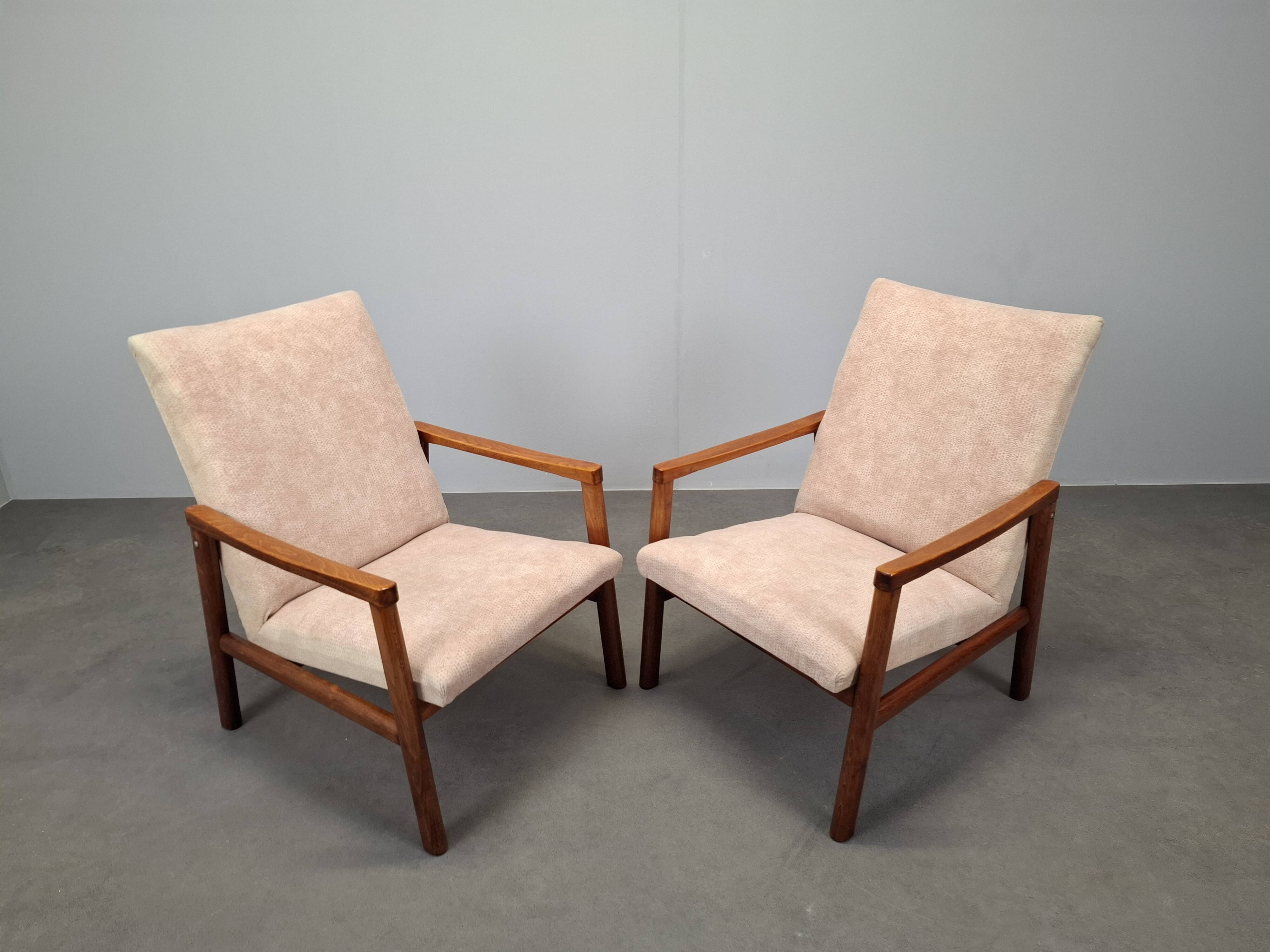 Pair of TON Mid-Century Modern Armchairs, Czechoslovakia, 1970s
