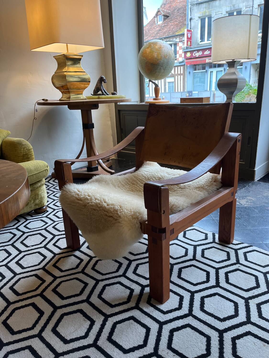 Pair of armchairs and a footrest Pierre Chapo 1960