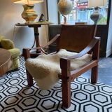 Paire de fauteuils et un repose pied Pierre Chapo 1960