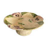 Footed dish in slip, pansy compote dish, Choisy le Roi
