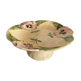 Footed dish in slip, pansy compote dish, Choisy le Roi