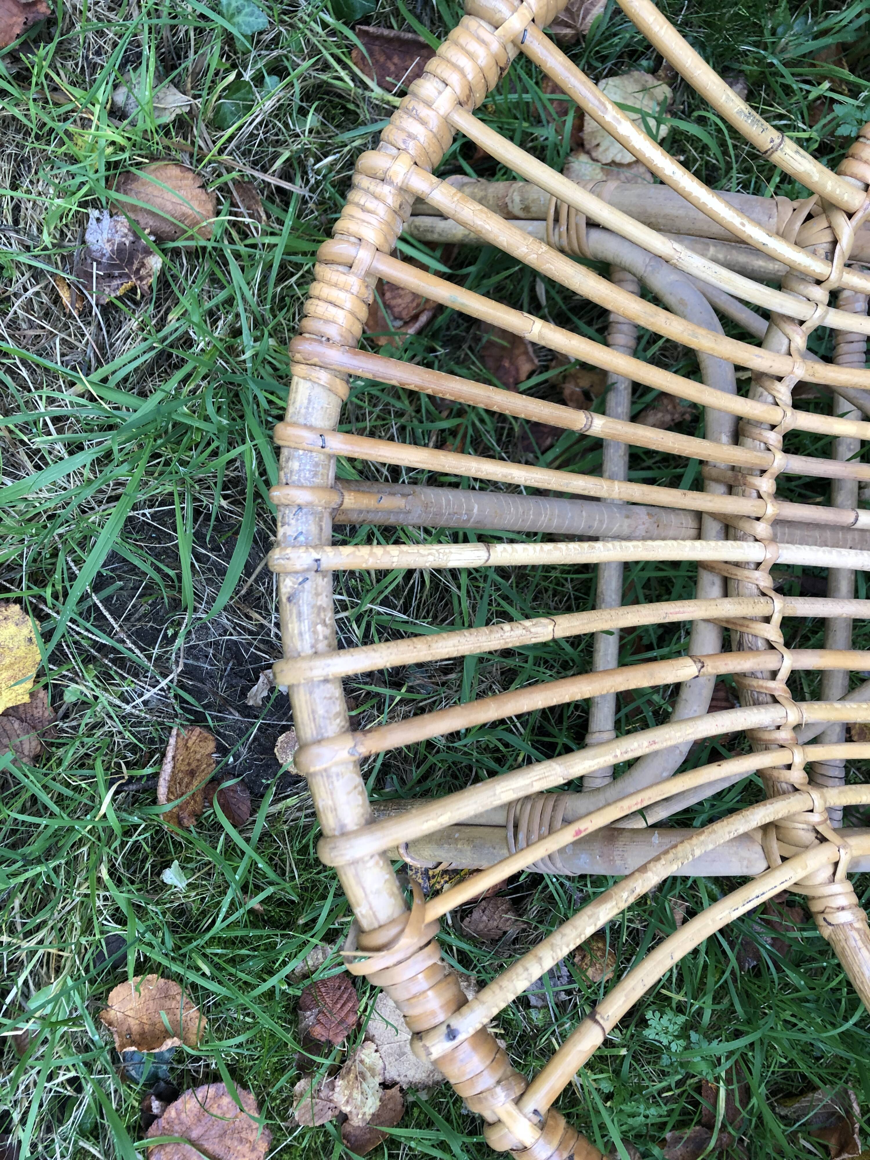 Bamboo rattan armchairs 60s
