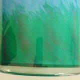 Large flared vase, signed La Rochère, blown glass with colored inclusions
