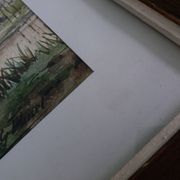 Aquarelle signée Thinel, paysage,  marais poitevin