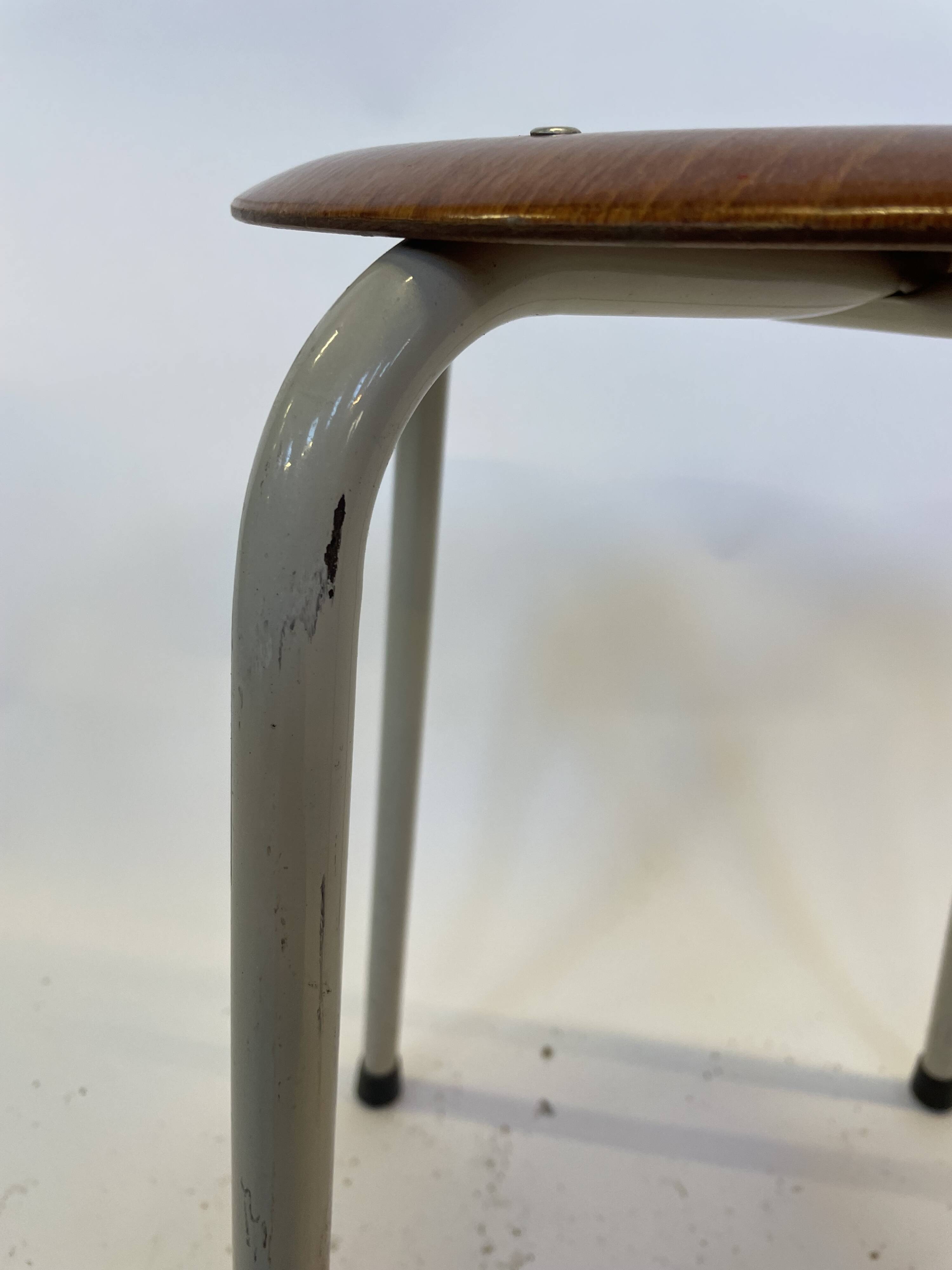 Vintage school stool, 1970s industrial design, Dutch minimalist