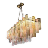 Contemporary Huge Rectangular "Tronchi" Murano Glass Burnished Chandelier