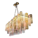 Contemporary Huge Rectangular "Tronchi" Murano Glass Burnished Chandelier