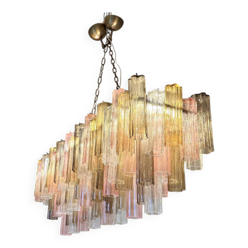 Contemporary Huge Rectangular "Tronchi" Murano Glass Burnished Chandelier