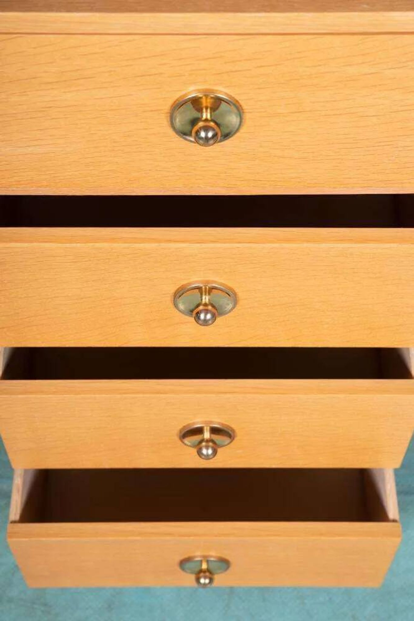 Scandinavian minimalist blonde oak chest, mid-century modern chest.