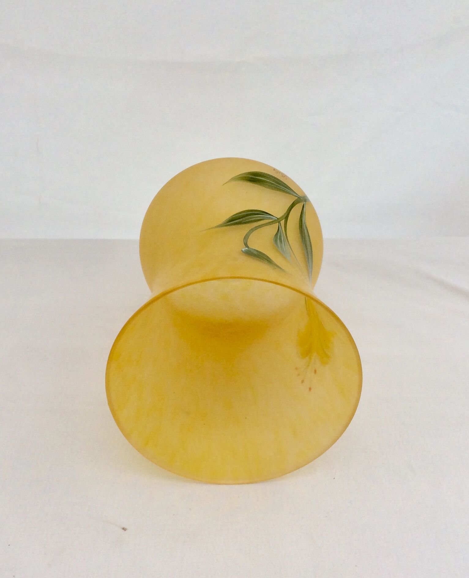 Glass paste vase, tried with flowers, signed "Lily"