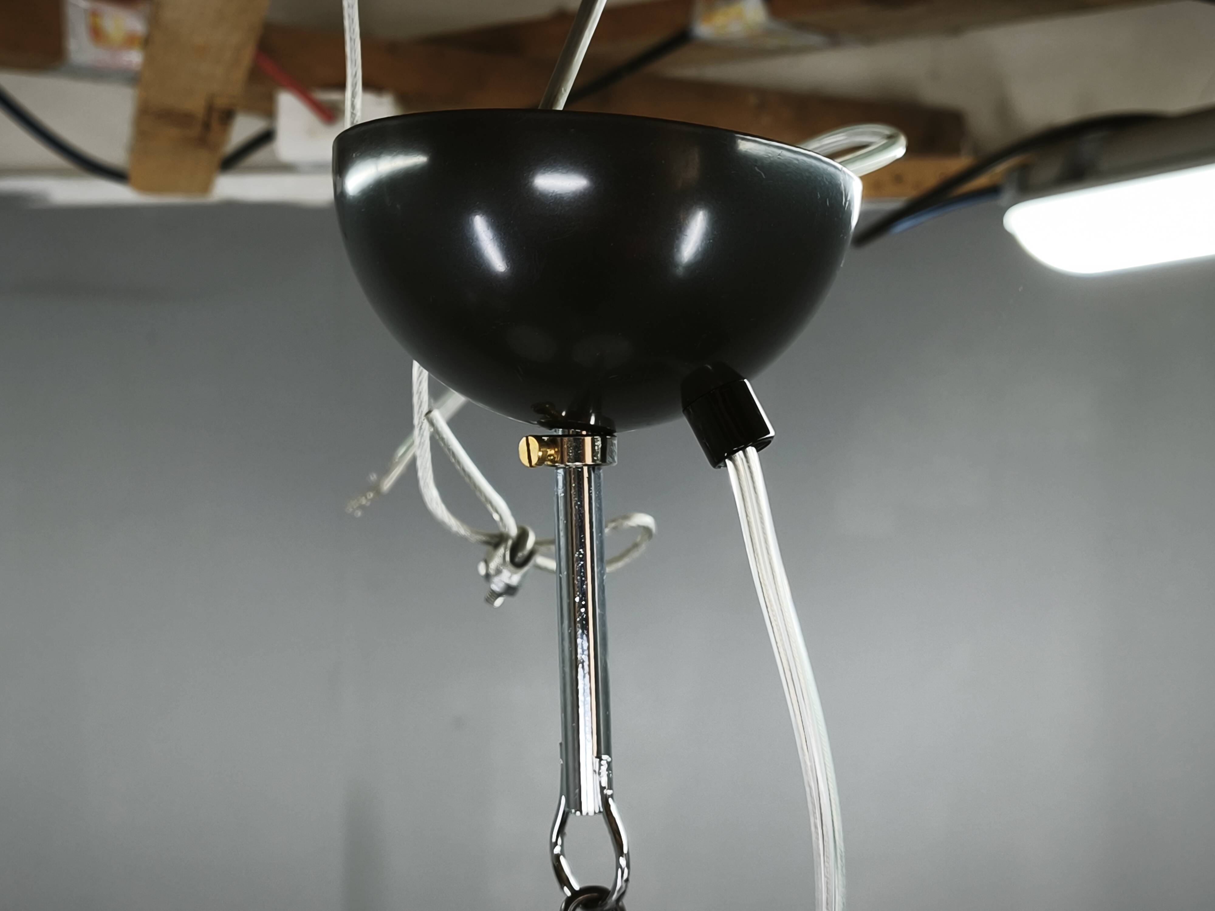 Pair of 1970s Italian Murano Opaline Glass and Brass Pendant Lights
